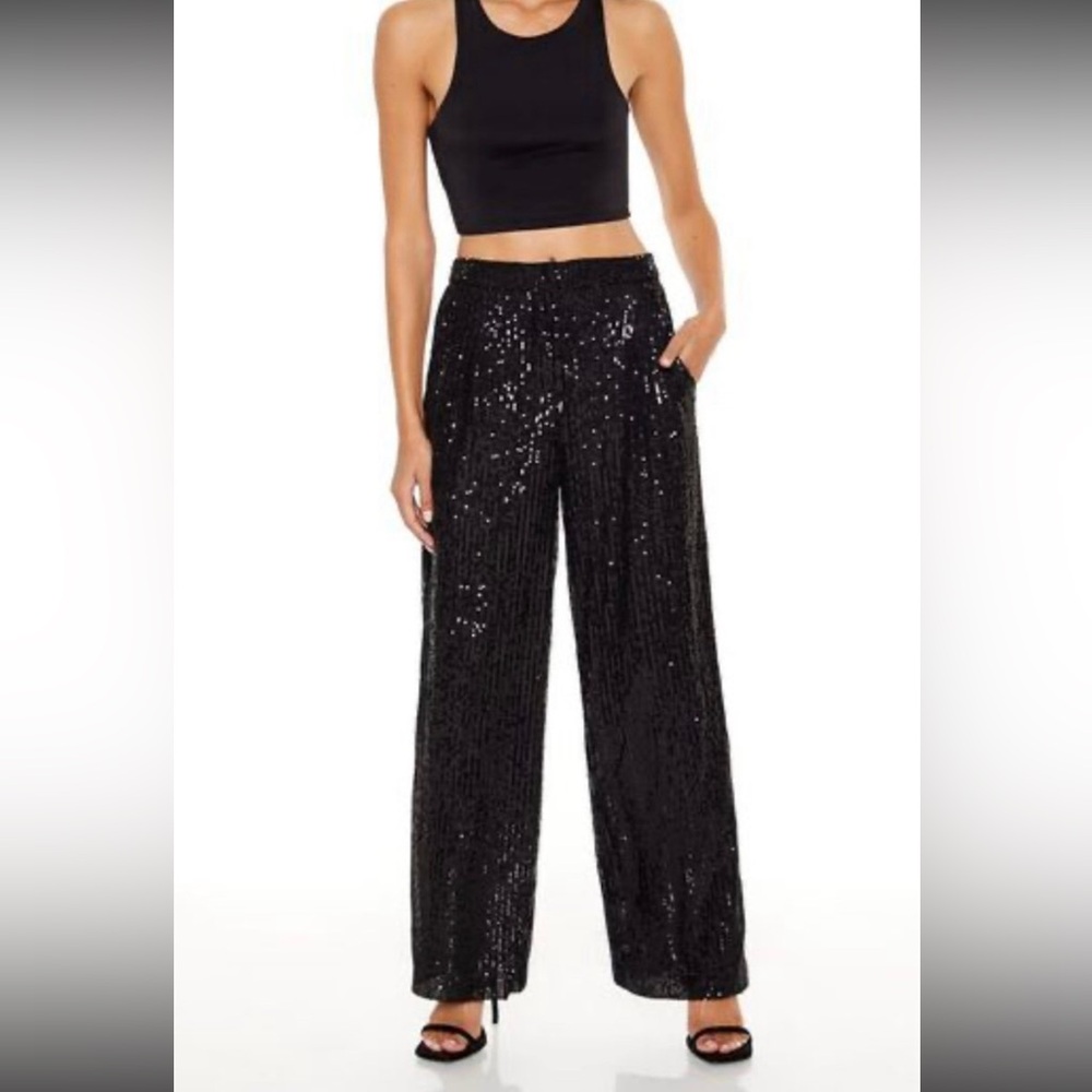 Forever 21 Black Wide Leg Sequin Pants - Size XS - NWT